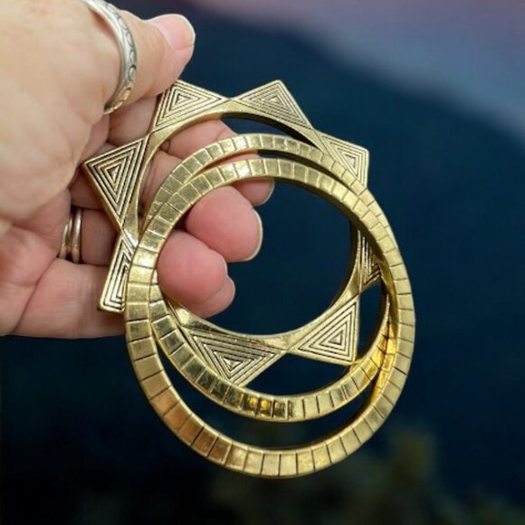 Forever 21 Gold Tone Boho Gypsy Chic Triangle Bangle Bracelets Lot of 3 - Picture 1 of 6